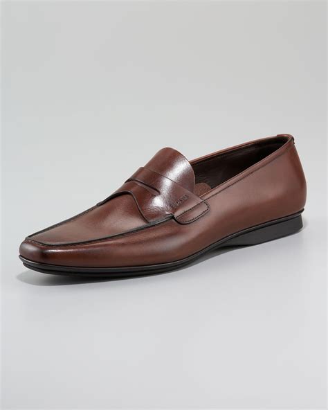 brown prada loafers mens|Prada penny loafers men's.